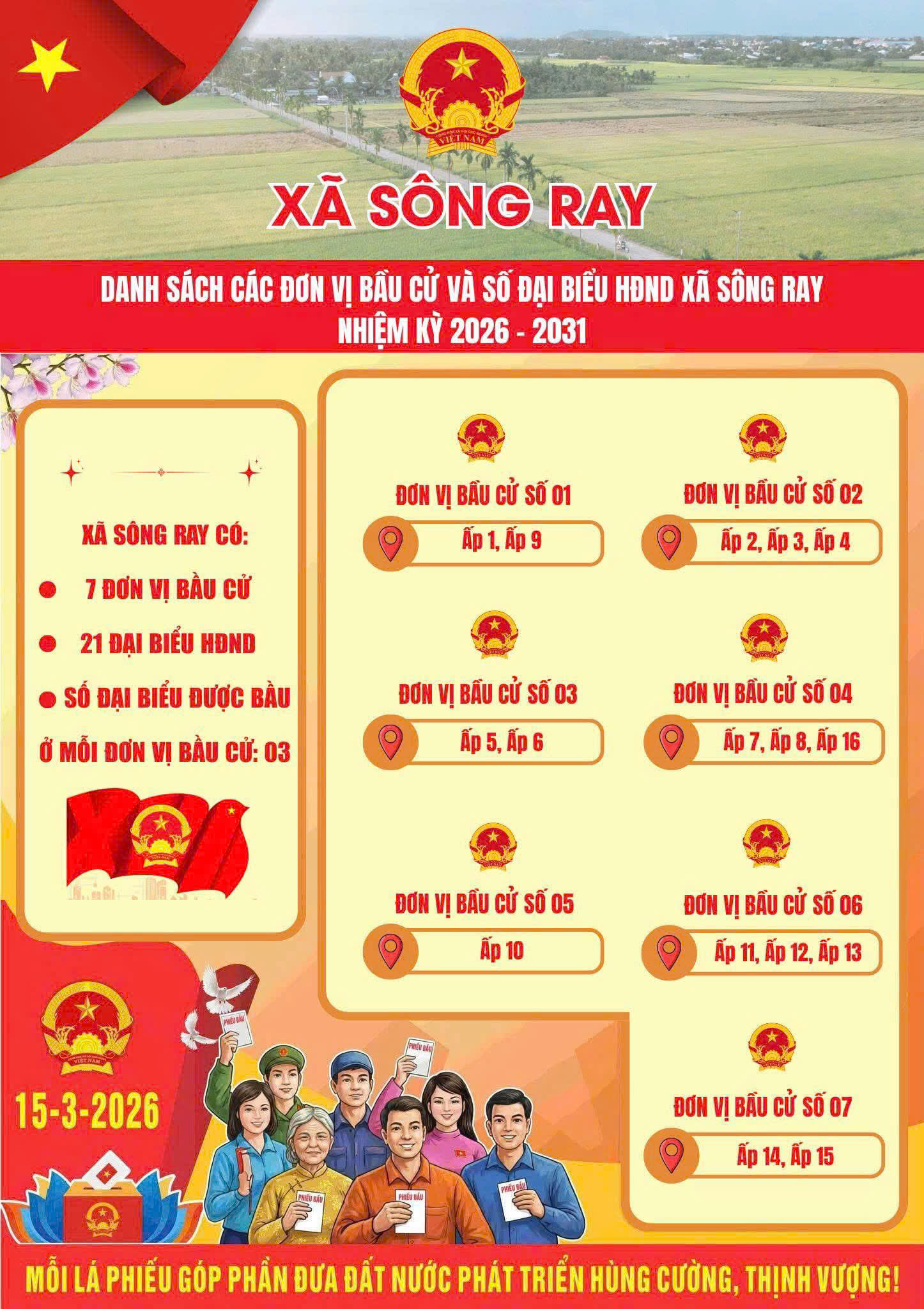 15/3/2026 - NGÀY BẦU CỬ ĐẠI BIỂU QUỐC HỘI KHÓA XVI VÀ ĐẠI BIỂU HĐND CÁC CẤP NHIỆM KỲ 2026 – 2031