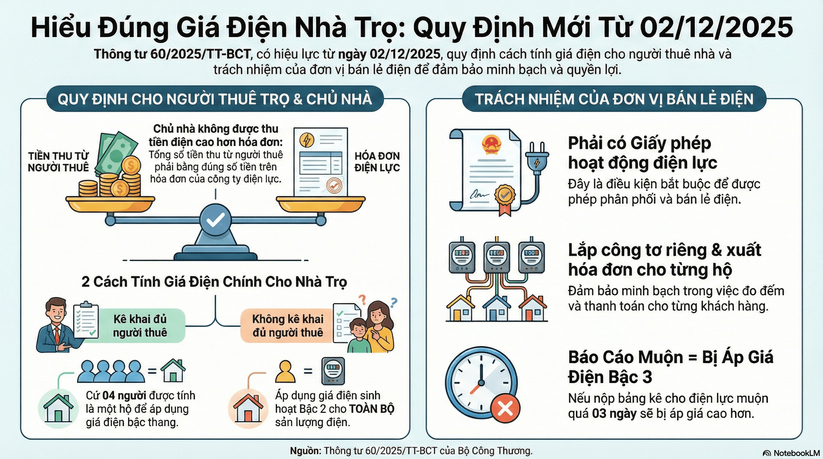 Thông tư số 60/2025/TT-BCT của Bộ Công Thương: Hiểu đúng về giá điện cho người thuê trọ