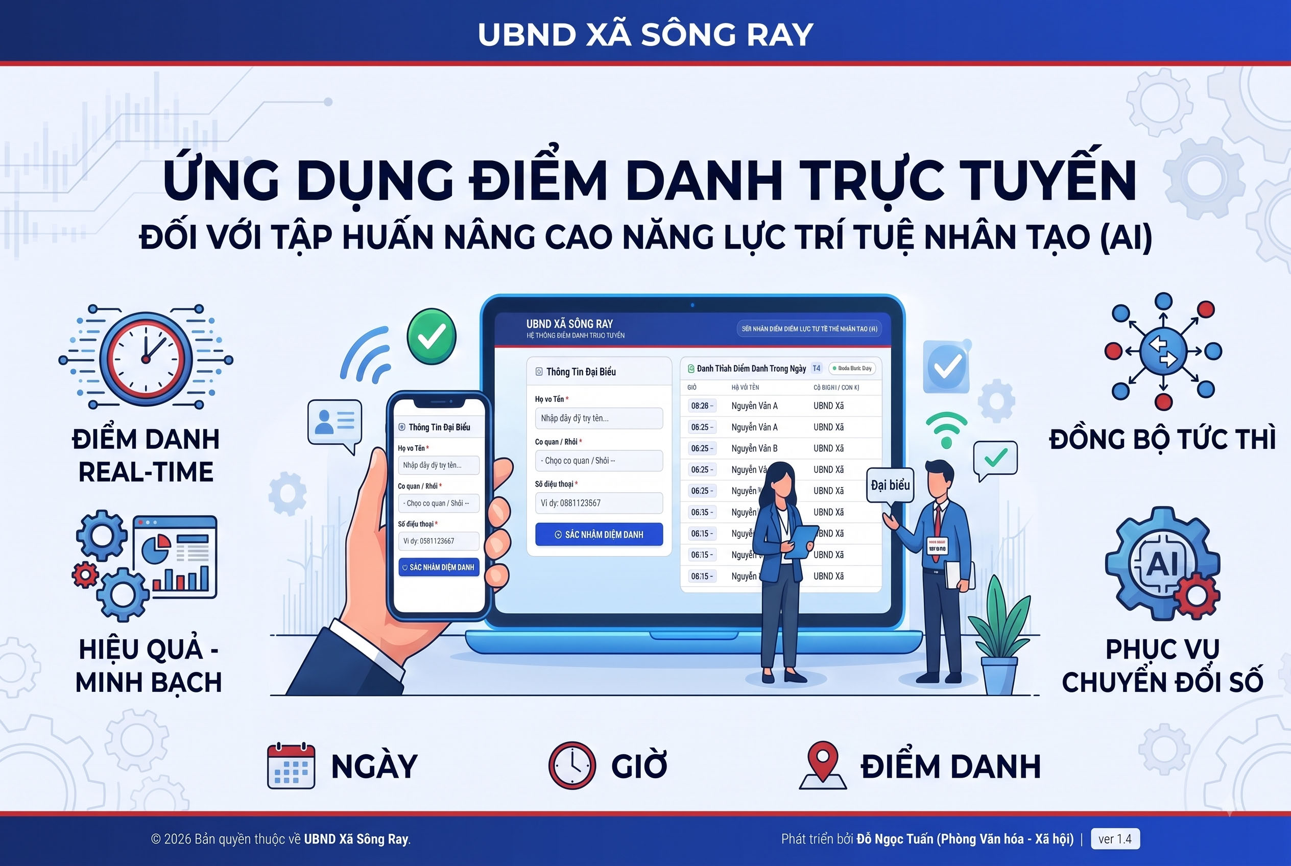 XÃ SÔNG RAY RA MẮT ỨNG DỤNG ĐIỂM DANH TRỰC TUYẾN TẠI CHUỖI TẬP HUẤN AI