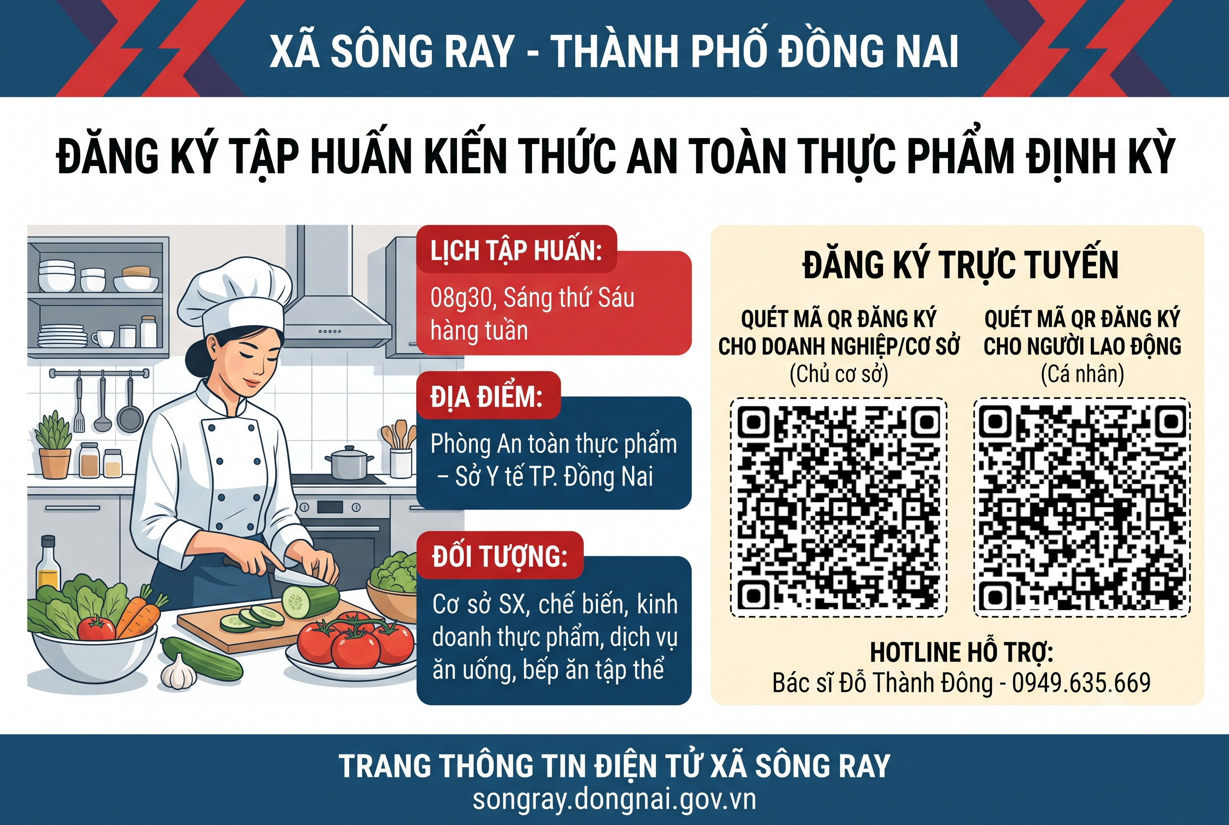 THÔNG BÁO ĐĂNG KÝ TẬP HUẤN KIẾN THỨC AN TOÀN THỰC PHẨM ĐỊNH KỲ