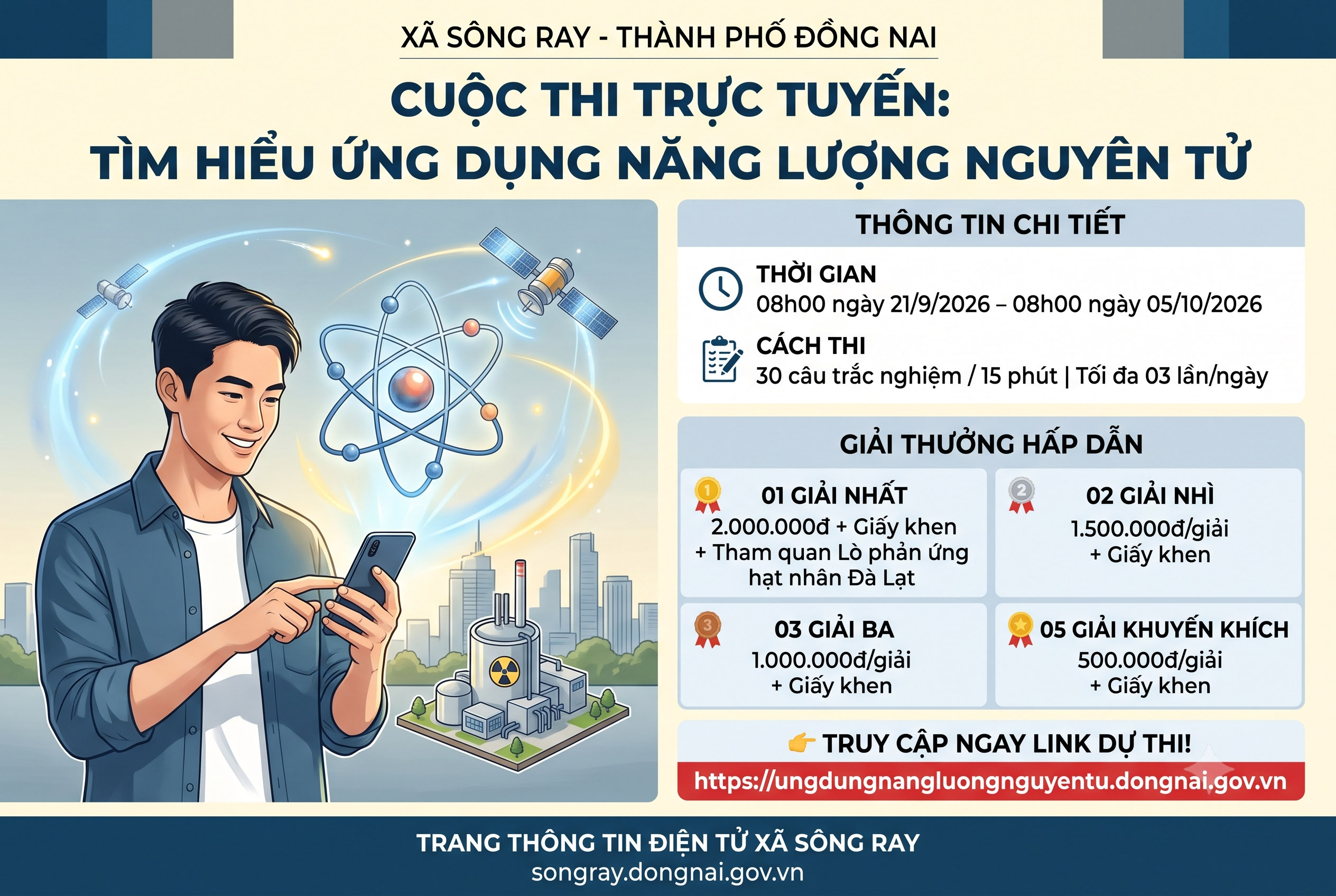THÔNG BÁO CUỘC THI TRỰC TUYẾN "TÌM HIỂU VỀ ỨNG DỤNG NĂNG LƯỢNG NGUYÊN TỬ TRÊN ĐỊA BÀN THÀNH PHỐ ĐỒNG NAI"